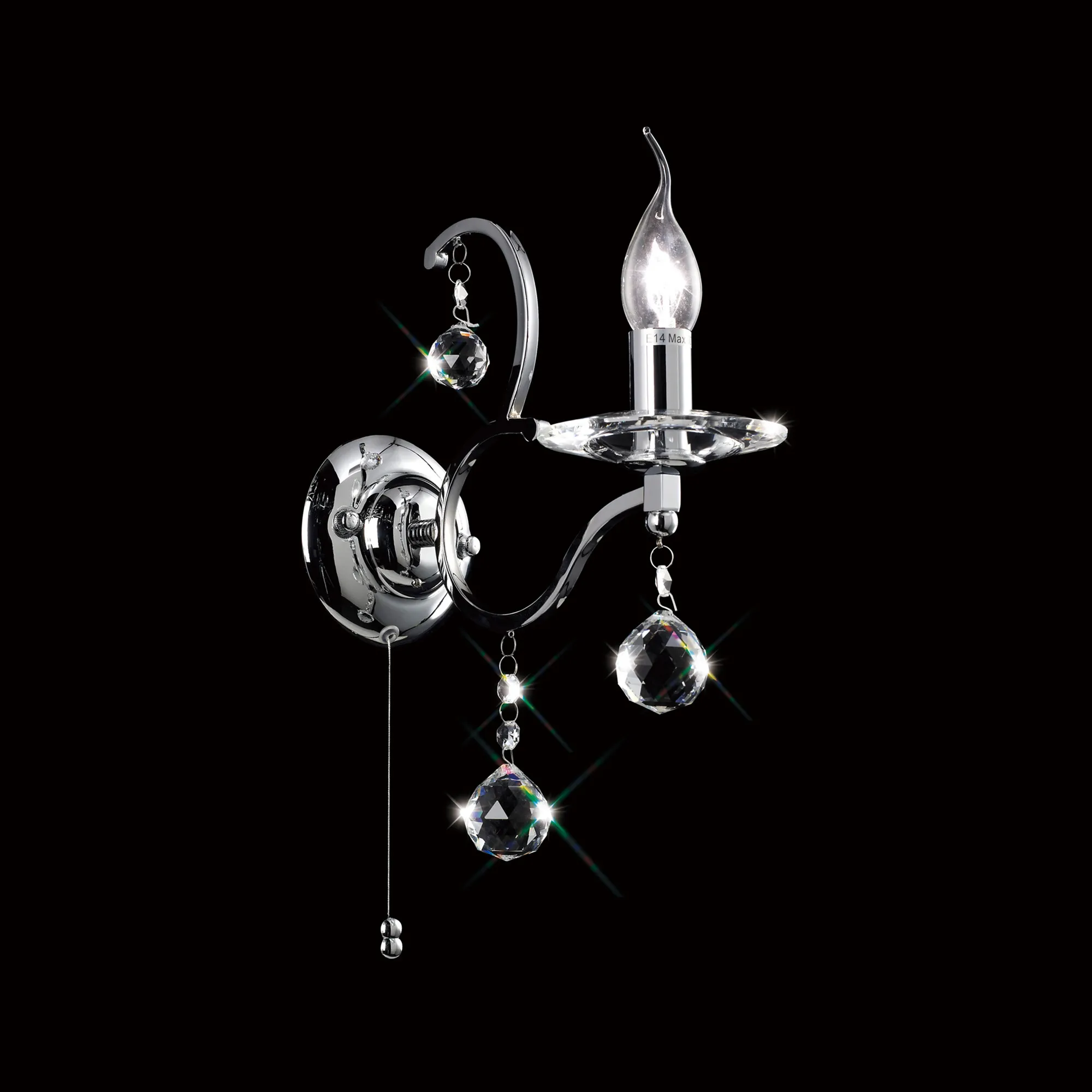 Zinta Polished Chrome Crystal Wall Lights Diyas Armed Wall Lights Zinta Polished Chrome Crystal Wall Lights Diyas Armed Wall Lights